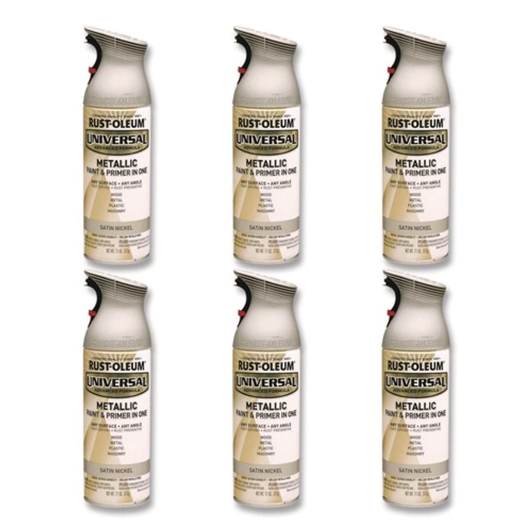 249130 Universal Premium Spray Paint, Aged Nickel, 12 oz Aerosol Can, 6/Carton