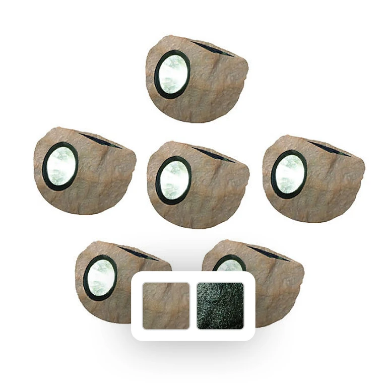 Solar 15 Lumen Mini Rock Light, 6-Pack:- Sandstone