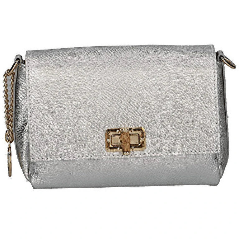 Women's Leather Shoulder Bag silver