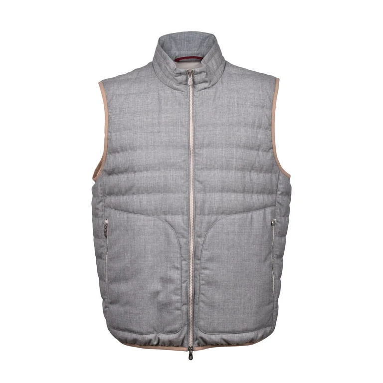 Men'S 100% Virgin Wool Zip Up Quilted Casual Puffer Vest