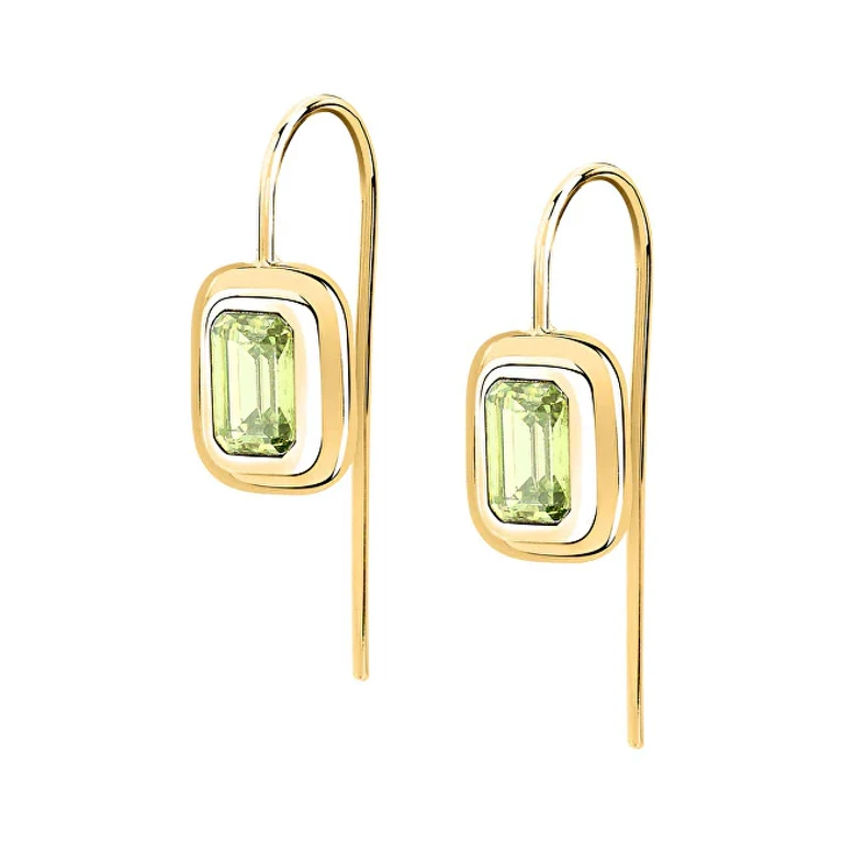 Gold-Plated Earrings with Zircon Verde T-Design Tjaxa26