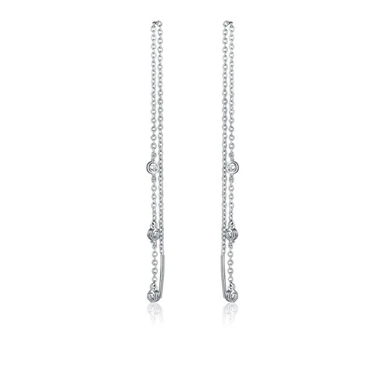 Long Silver Earrings with Zirconia Svle2316X61Bi00