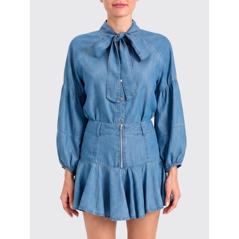 Lyocell Shirt with Pussy-Bow Collar and Balloon Sleeves (261AT205407283)