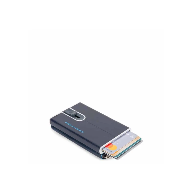 Blue Leather Credit Card Holder with Sliding System and Coin Pocket with Zip PP5359B2R-BLU2