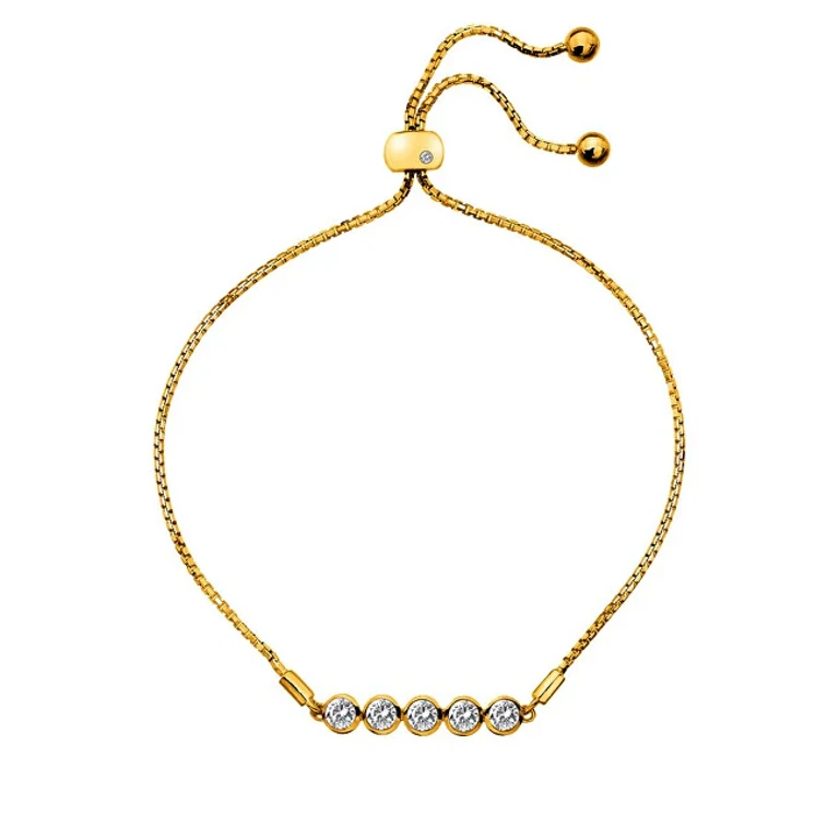 Charming Gold-Plated Bracelet With Topaz And Authentic Diamond Gemstone Dl699