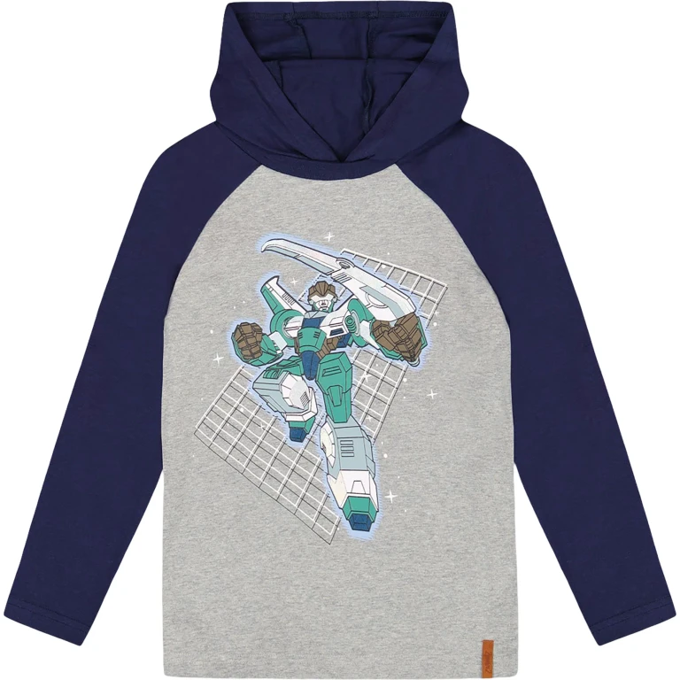 Organic Cotton Jersey Hooded Raglan Sleeve T-Shirt - Big Boy