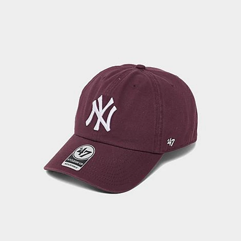 '47 New York Yankees MLB Clean Up Strapback Hat in Dark Maroon