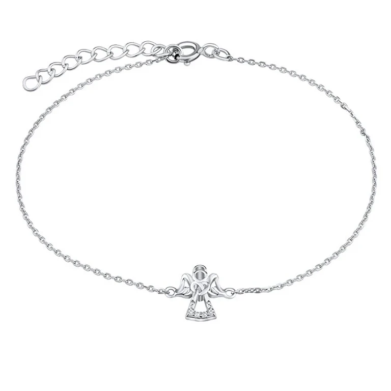 Bracelet in Fine Silver with Angel and Transparent Zirconia Mw2233B