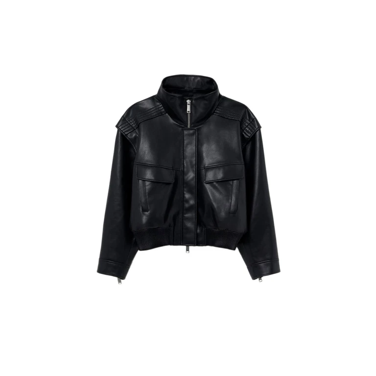 Faux Leather Bomber Jacket