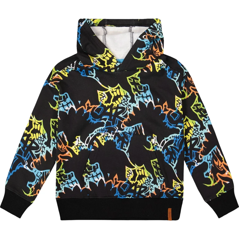 Black Printed Hooded Fleece Sweatshirt - Big Boy