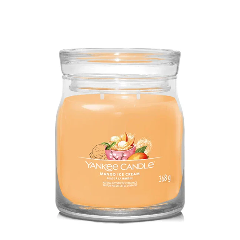 Signature Aromatic Candle in Medium Glass Mango Ice Cream 368 G