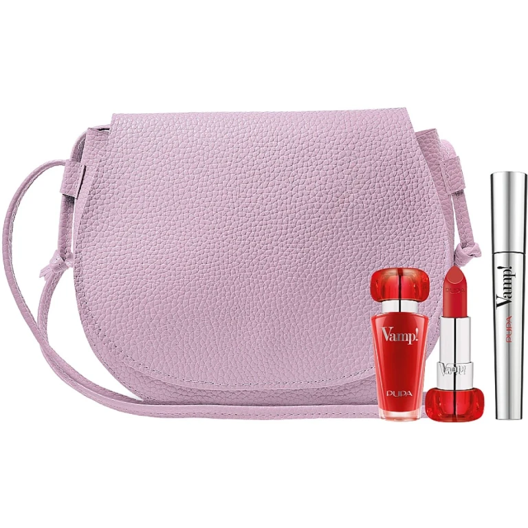 Set Pupa: Vamp! Definition paraben-free waterproof lash definition mascara 001 extra black 9 ml + Vamp! paraben-free volume cream lipstick 301 intense