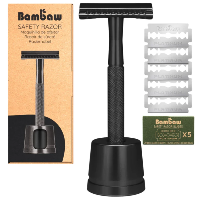 Safety Razor with Black Stand