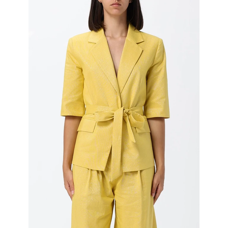 Robe-Style Blazer in a Linen-Cotton Blend with a Waist Belt (261AT207013459)