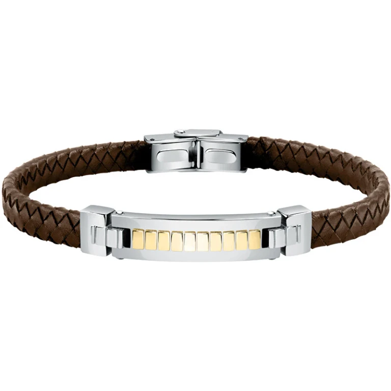 Elegante Leather Bracelet With Steel Decoration Moody Sqh34