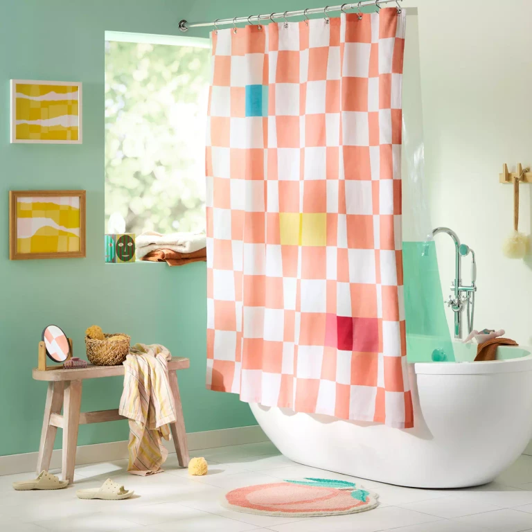 TOWN & COUNTRY EVERYDAY Sophia Textured Solid Cotton-Rich Breathable Fabric Shower Curtain with Reinforced Buttonhole
