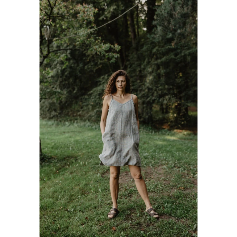Linen slip dress ZOE XXL Checkered
