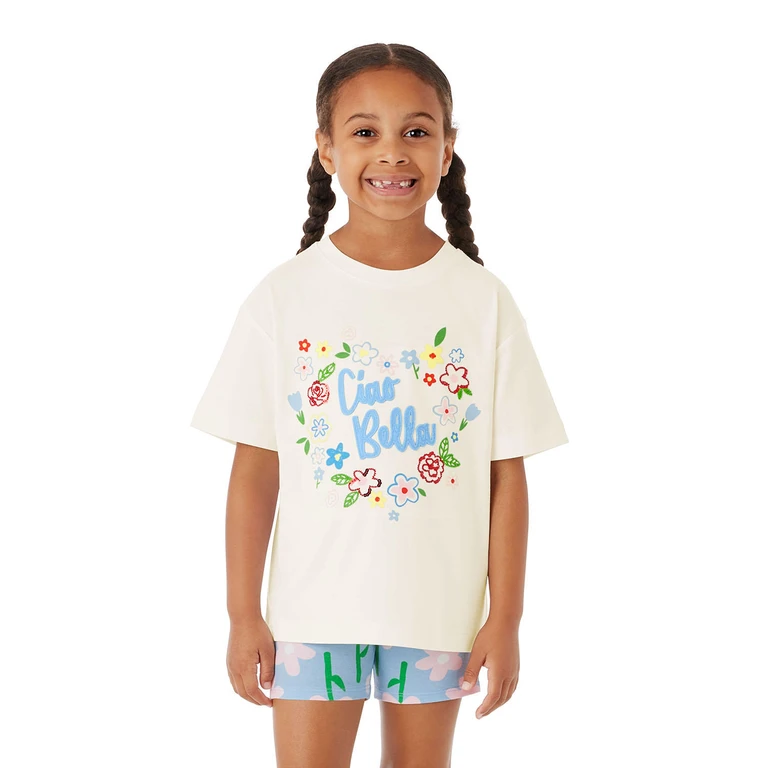Girls Graphic Tee White 2T:- White, 2T