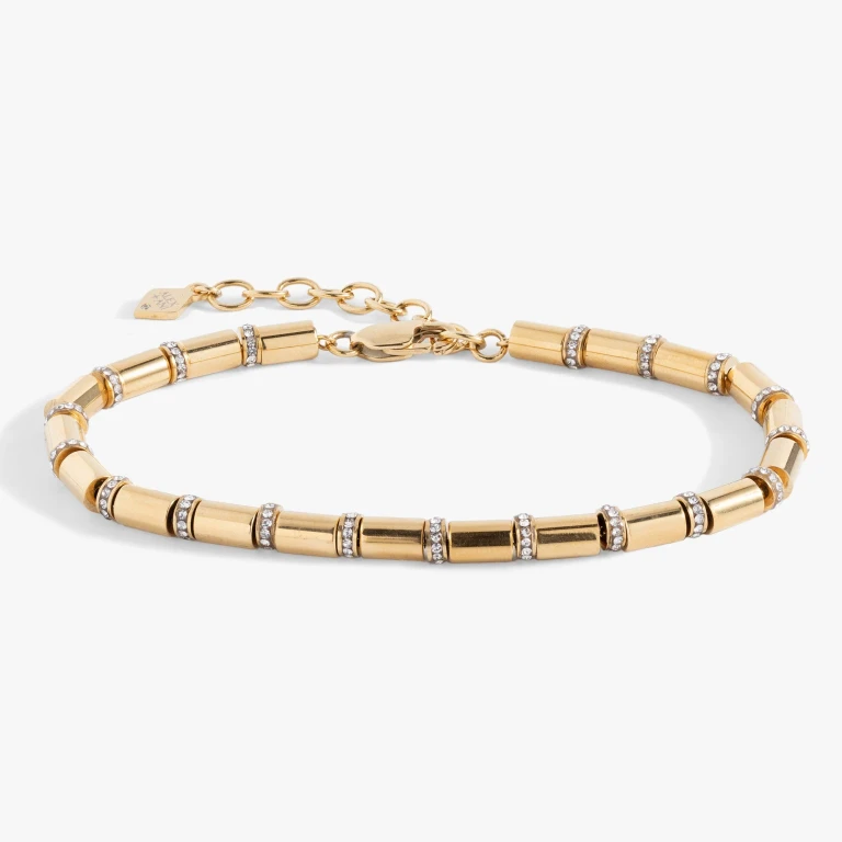 Tube Bead and Crystal Chain Bracelet