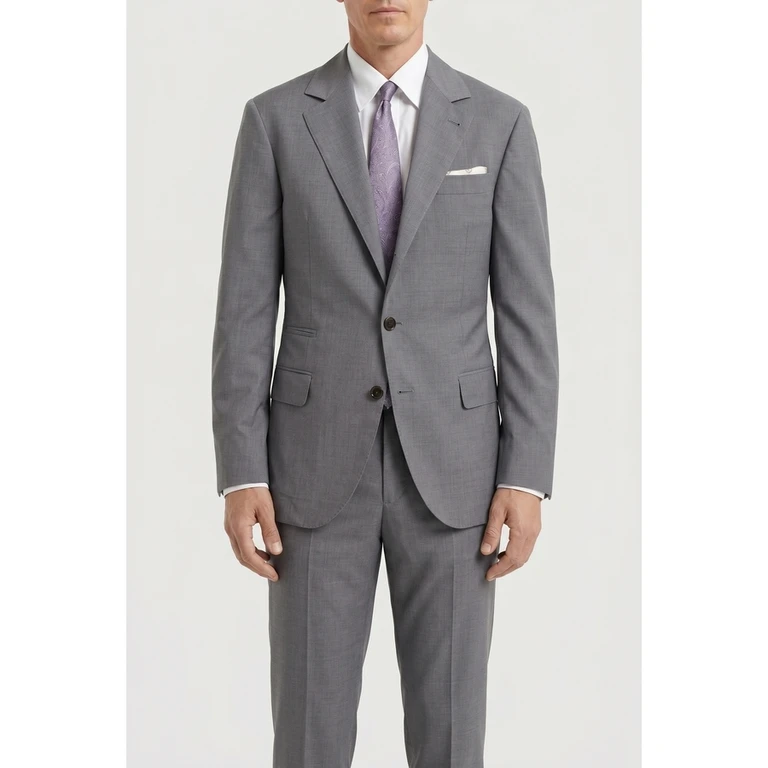 Light Grey Wool Silk Suit