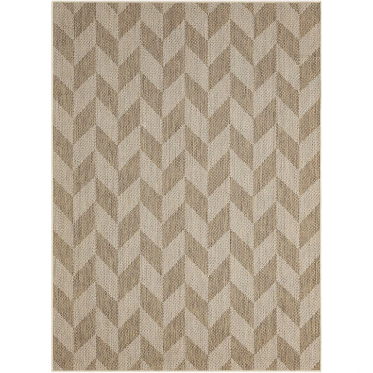 New York Patio Country Calla Contemporary Herringbone Indoor/Outdoor Area Rug - Brown/Beige 5'2'x7'2':