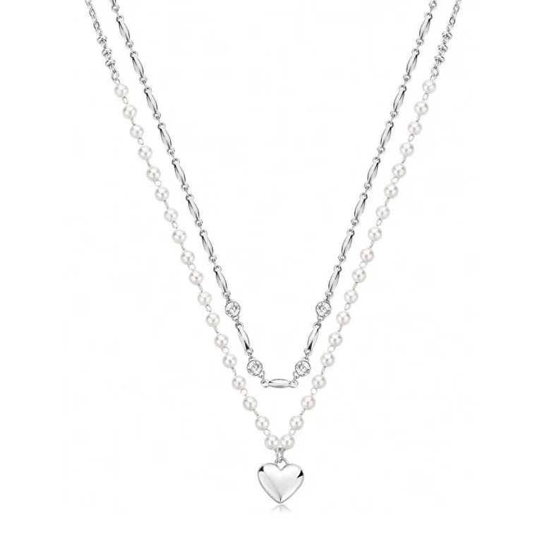Delicate Double Necklace with Pearls and Crystals Chakra BHKN131