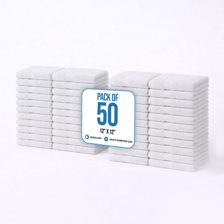 Cotton Quick Dry Wash Towels, 12' x 12', 50pk:- White