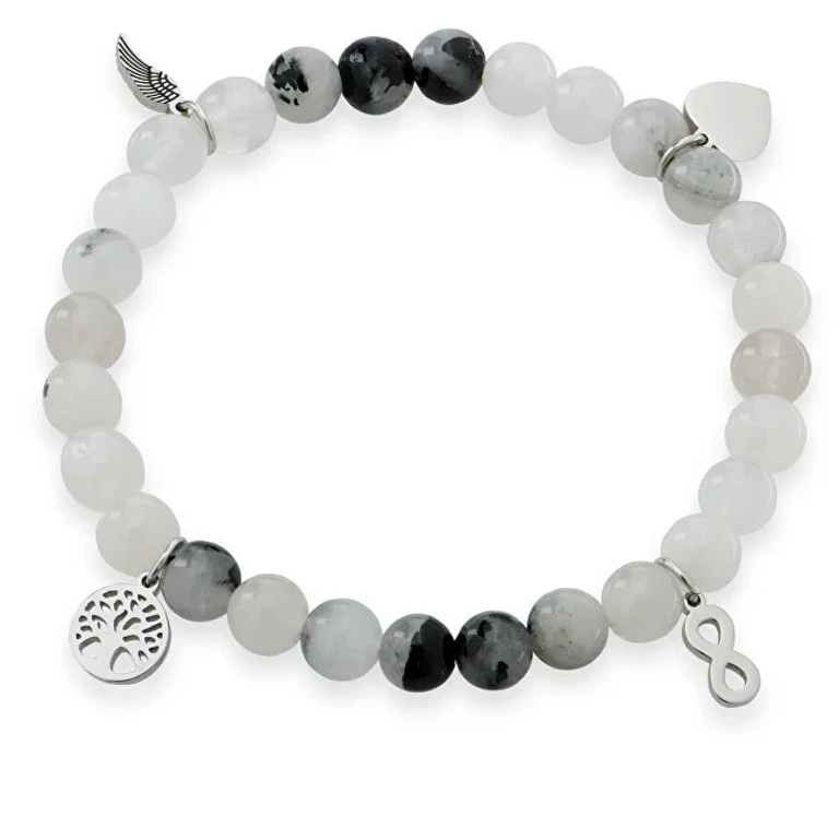 Rough Quartz Bead Bracelet with Protective Pendants - Length: 20 cm