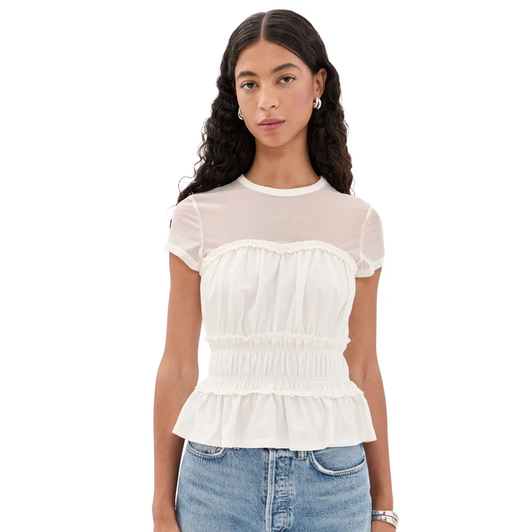 Sigrid Mesh Combo Top White M