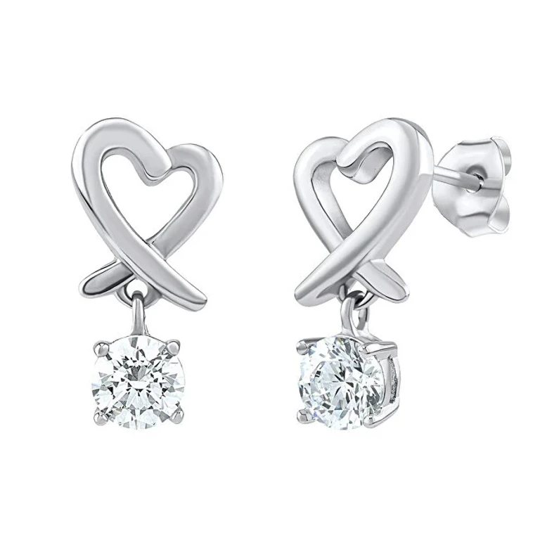 Silver Earrings Heart Jjje0387