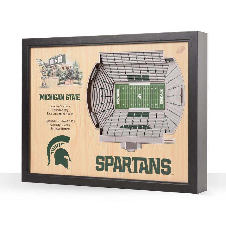 Michigan State Spartans 25-Layer Football Stadium View 3D Wall Art