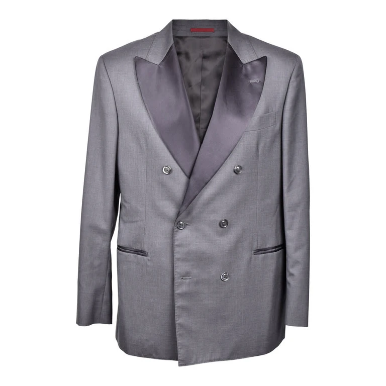 Gray Wool Silk Tuxedo Blazer