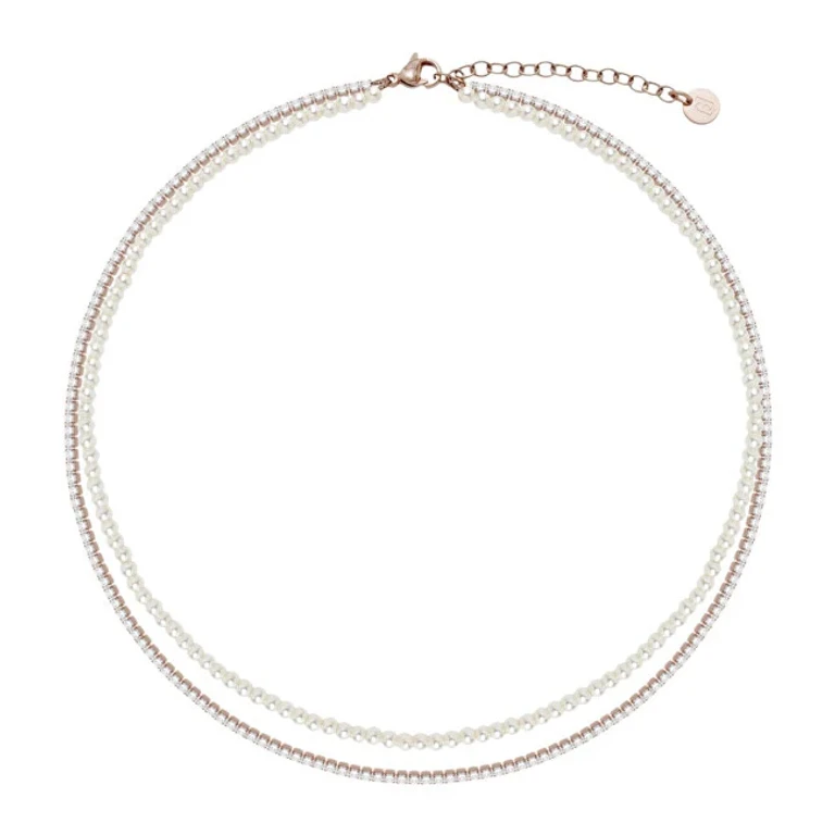 Liu Jo Double Gold-Plated Pearl Necklace for Women Lj3028