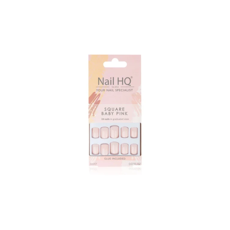 Square False Nails Baby Color Pink 24 pieces