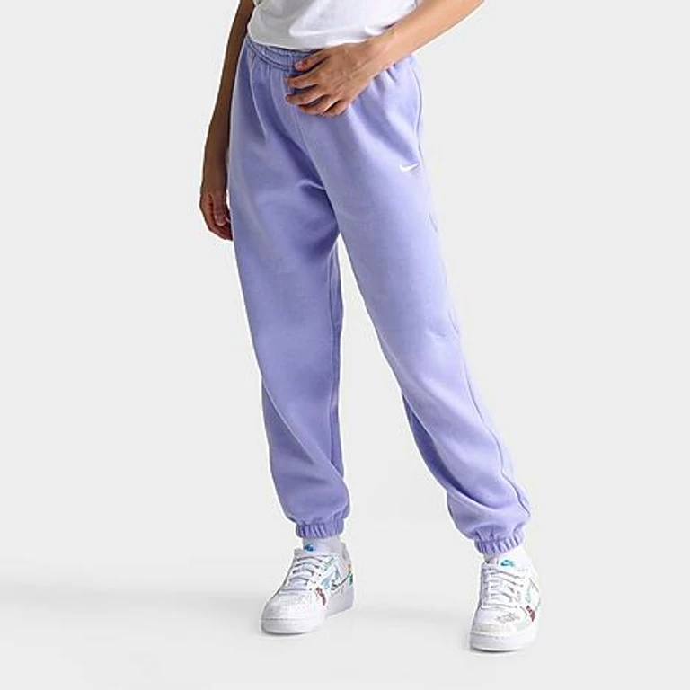 Girls' Big Kids Sportswear Studio Fleece Jogger Pants in Light Thistle/White Size: XS