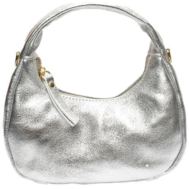 Silver Leather Handbag For Women