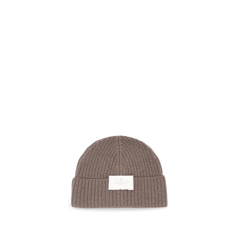 Cashmere English Rib Knit Beanie