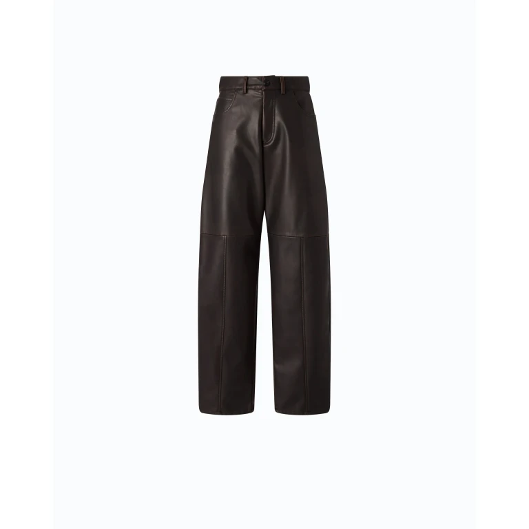 Pantalon barrel en tissu façon cuir nappa - 36
