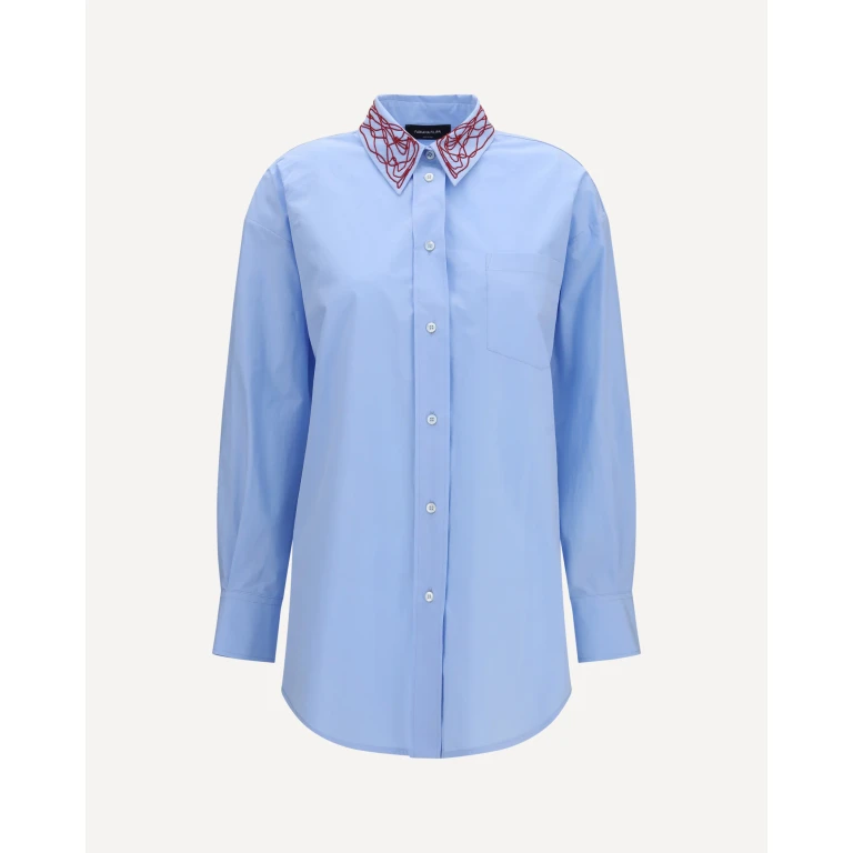 Boyfriend poplin Shirt with embellished collar Female 38