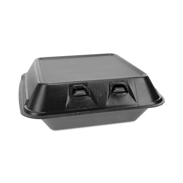 YHLB08010000 SmartLock 8 in. x 8.5 in. x 3 in. Foam Hinged Lid Container - Black (150/Carton)