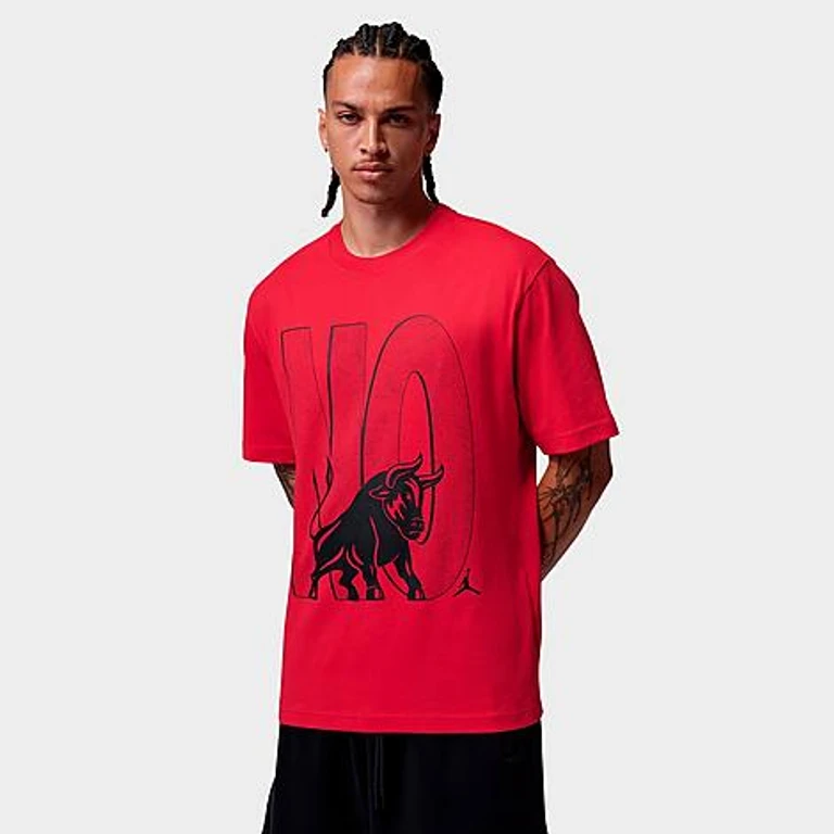 Nike Men's Jordan Brooklyn Toro Graphic T-Shirt in Fire Red Size: XS