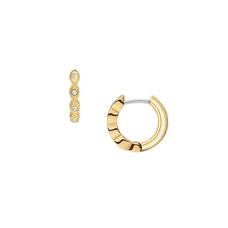Gold-Plated Hoop Earrings with Crystals Ellis Jf04913710