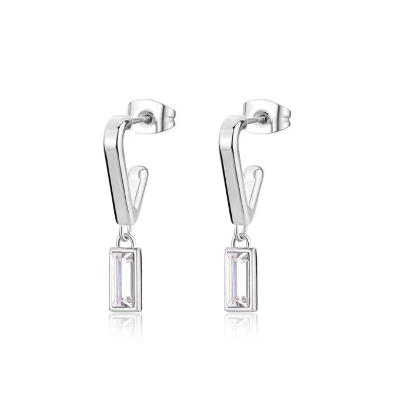 Drop Earrings in Steel with Light Crystals Sce37