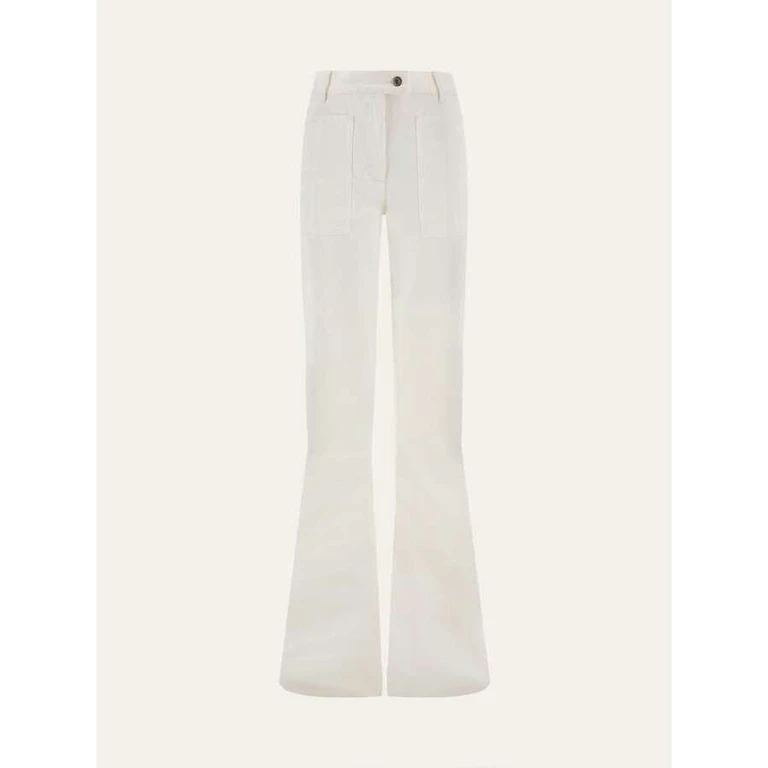 Off White Flared Cotton Trousers