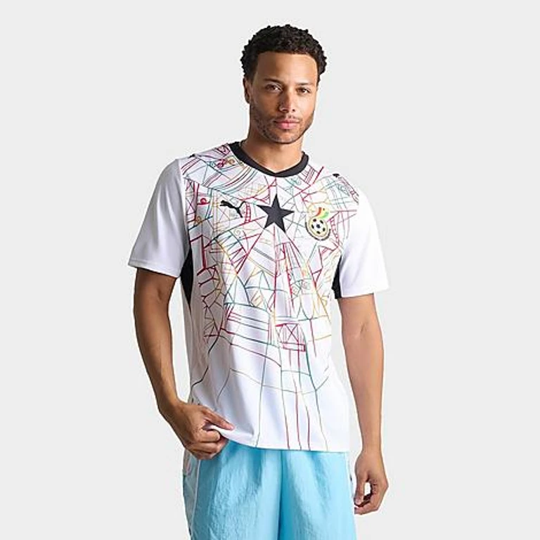 Men's Mens Puma Ghana 2026 Home Replica Soccer Jersey in White Size: Small