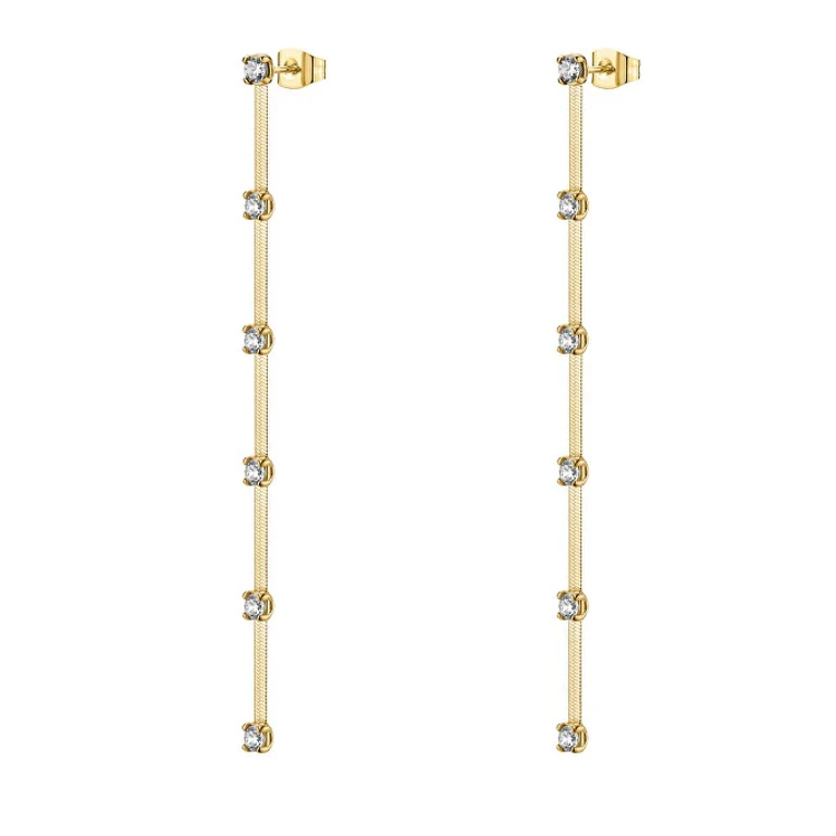 Long Gold-Plated Earrings with Transparent Zirconia Dreaming Big26