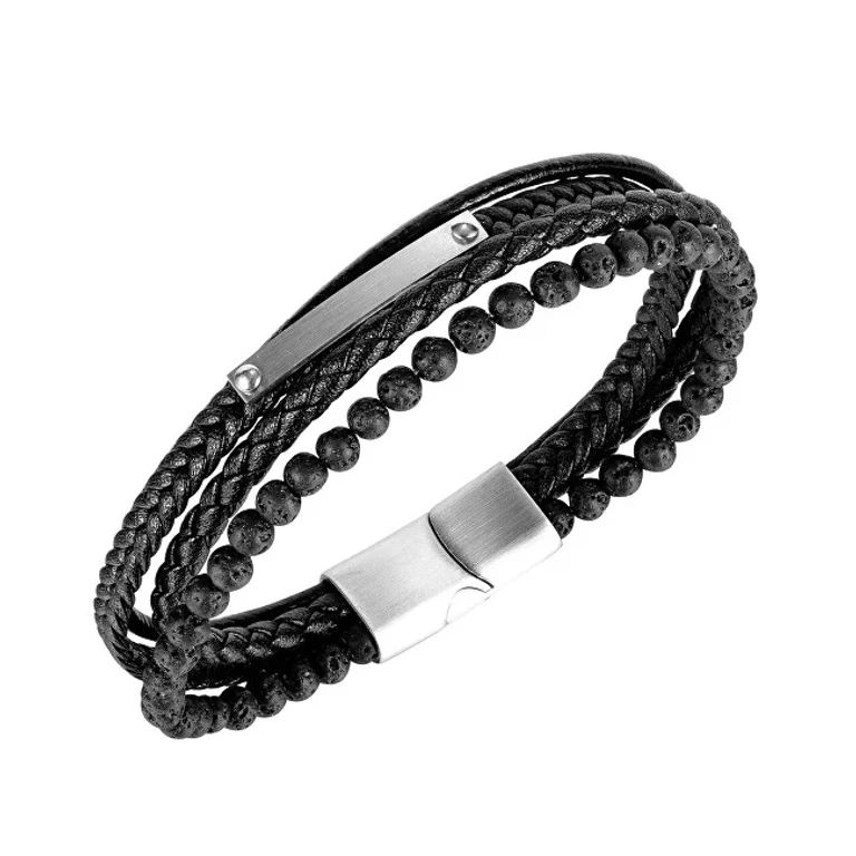 Designer Leather Bracelet with Lava Stones Leather