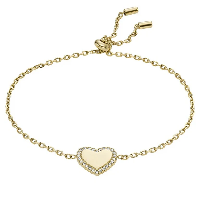 Romantic Bracelet Gold Plated Heart with Zirconia Jof00932710