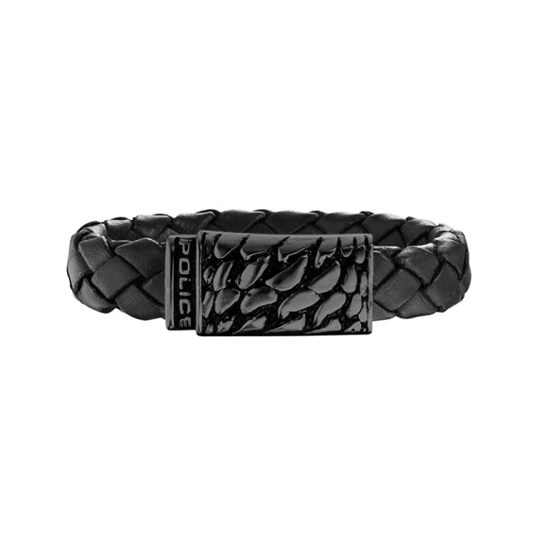 Black Leather Bracelet For Men Pj25729Blb01 - Length: 17 Cm