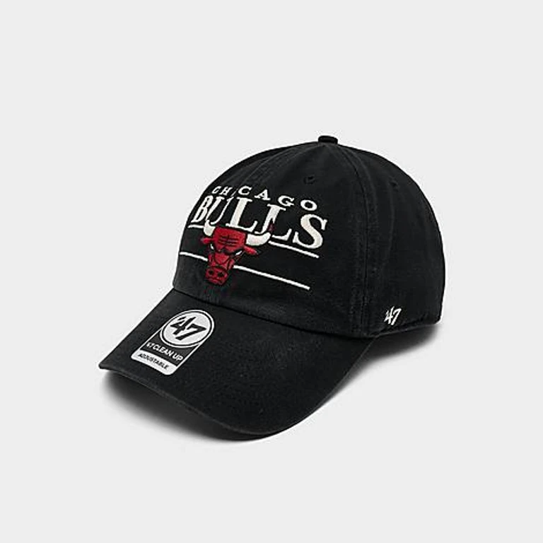 '47 Chicago Bulls NBA Team Name & Logo Clean Up Strapback Hat in Black